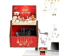 Générique Boîte à Musique de Noël - Boîte à Musique à manivelle sculptée rétro en Bois | à en Bois, adaptée au Souvenir d'anniversaire, de noël, de Thanksgiving, de la fête des mères