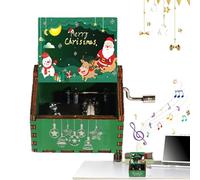 Générique Boîte à Musique de Noël - Boîte à Musique à manivelle sculptée rétro en Bois | à gravée, boîte à en Bois de Noël, décor Cadeau pour Halloween, de, Femme