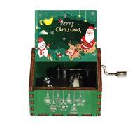 Générique Boîte à Musique de Noël rétro - Boîte à Musique Classique en Bois sculpté à manivelle - à gravée, boîte à en Bois de Noël, décor Cadeau pour Halloween, de, Femme