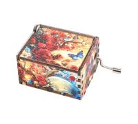 Générique Boîte à Musique Halloween - Mélodies gravées en Bois à manivelle | Mini conception mécanique, coque en bois massif, taille portable, pour écran de bureau et cadeau de vacances