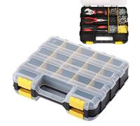 Générique Boîte à Outils,Coffret à 34 Compartiments avec Double Face,Boîtier pour Électronique avec Couvercle Transparent - pour Atelier, Garage, Maison, Quincaillerie et Petites Pièces