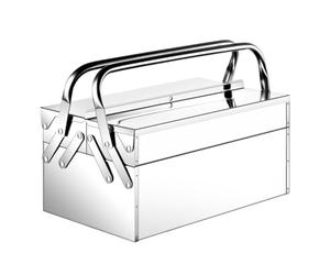 Générique Boîte à Outils Grand Espace de Rangement Double Couche Pliable Multifonction en Acier Inoxydable Argentée Ménagers pour Bricolage et Usage Extérieur
