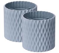 Générique Boîte à Pinceaux de Maquillage Rotative en Plastique Bleu Grosse Capacité 2 Pièces Facile à Transporter pour Table de Maquillage ou Voyage