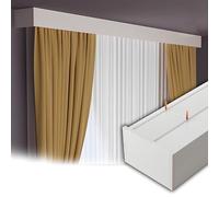 Générique Boîte À Rideaux Double Rail en Aluminium Montage Plafond Ou Mur Cache Tringle Décoratif Cantonnière Support Rideau Robuste pour Salon Chambre Cuisine(White Ceiling,500cm(4 * 125cm))
