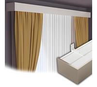 Générique Boîte À Rideaux Double Rail en Aluminium Montage Plafond Ou Mur Cache Tringle Décoratif Cantonnière Support Rideau Robuste pour Salon Chambre Cuisine(Gold Wall,600cm(4 * 150cm))