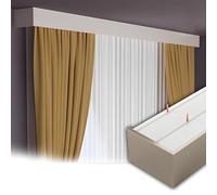 Générique Boîte À Rideaux Double Rail en Aluminium Montage Plafond Ou Mur Cache Tringle Décoratif Cantonnière Support Rideau Robuste pour Salon Chambre Cuisine(Gold Ceiling,500cm(4 * 125cm))
