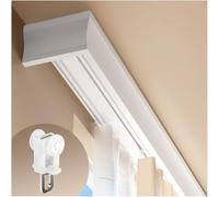 Générique Boîte à Rideaux Double Rail en Aluminium pour Installation Murale ou Plafond, 1-8 m Coulissant Silencieux et Design Épissable pour Une Décoration Intérieure Élégante(Plafond Blanc,3.5m)