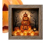 Générique Boîte À Souvenirs Halloween Bois Rustique Lumineux Et Brillant