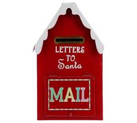 Générique Boîte Aux Lettres de Noël Métal Rouge Mailbox Banc pour Lettres Au Père Noël Décoration Festive Intérieure et Extérieure pour Fêtes et Garçon Fille