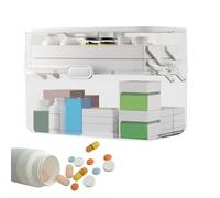 Générique Boîte de médecine Transparente - conteneur à Double Couche | Boxes de médecine Claire | Voyage Automobile incontournable Un Cas Portable Grande capacité pour la Papeterie de Bijoux,