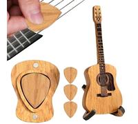Générique Boîte de Pick de Guitare en Bois - boîtier de Rangement de Choix de Guitare Unique, Coque en Bois de Guitare avec Stands, Petits Choix de Guitare boîte de Rangement avec 3 Choix de Guitare