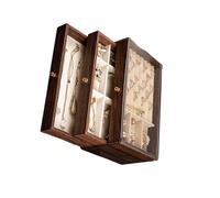 Générique Boîte de rangement de bijoux compacte avec couvercle, Texture en bois, Design élégant, affichage de boucles d ' oreilles, boîte en bois élégante