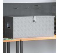 Générique Boîte de Rangement en Aluminium 90 5x35x40 cm Argentée - Sécurité et Utilisation Polyvalente pour Véhicule Garage ou Camping Design Compact et Léger avec Poignées et Serrure