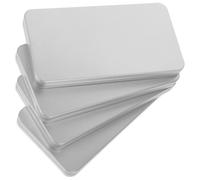 Générique Boîte de Rangement en Fer Blanc pour Coque de Téléphone Lot de 4 Boîtes 170X90X15 MM Finition Argentée Couvercle Plat Support Bureau Multifonction pour Accessoires et Écran en