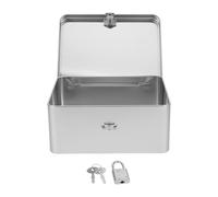 Générique Boîte de Rangement en Métal Blanc Cadenas, Coffret Rétro Verrouillable pour Cosmétiques et Objets Précieux, Boîte à Bijoux pour Bureau et Maison