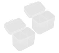 Générique Boîte de Rangement en Plastique Blanc Organisateur de Cotons à Ongles Pratique 2pcs Étanchéité pour Salon et Usage Domestique