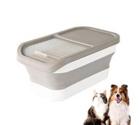 Générique - Boîte de rangement hermétique pour chien avec couvercle rabattable et roues - Grande boîte pliable pour chien et chat - 5,9 à 13,6 kg - Kaki
