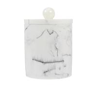 Générique Boîte de Rangement pour Cotons-tiges et Cotons à Démaquiller en Résine Effet Marbre Blanc avec Couvercle Anti-poussière, Compacte et Élégante pour Salle de Bain et Maquillage