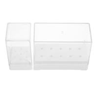 Générique Boîte de Rangement pour Forets à Ongles en Plastique Blanc, Porte-forets 10 Trous et 7 Trous, Design Multi-trous, Lot de 2 Pièces, pour Manucure