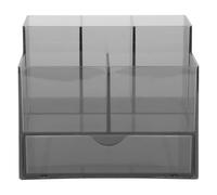 Générique Boîte de Rangement pour Manucure 3 Compartiments, Tiroir Intégré, Plastique Transparent Noir, Organisateur de Bureau pour Outils de Nail Art, Kit Manucure et Accessoires de Salon,