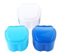 Générique Boîte de Rangement pour Prothèses Dentaires Bleu Filtre et Charnière 3 Pièces en Plastique Hygiénique Dommages Accidentels, Design Élégant pour Soins Dentaires
