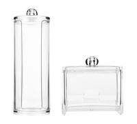 Générique Boîte de Rangement Transparente 2 Pièces pour Disques de Coton et Cotons-Tiges Couvercle Organisateur Maquillage Pratique et Protection Anti-Poussière pour Salle de Bain