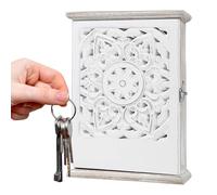 Générique Boîte de Stockage de Clés à Verrou - 6 Crochets et Gravure Vintage Organisateur - Range-Clés Décoratif en Bois - pour Bijoux Petits Objets Cadeaux Entrée Porte d'Entrée