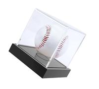 Générique Boîte de vitrine en Acrylique Robuste avec Base en Bois Massif pour Les présentoirs à la Maison ou en Magasin de Baseball Cube Transparent Présentoir de Baseball
