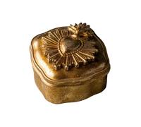 Générique Boîte dorée Ex-voto Coeur Rayonnant, Hauteur 4 cm, Diamètre 6 cm