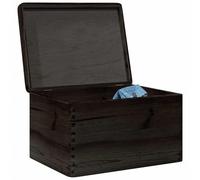 Générique Boîte en Bois avec Couvercle Noir 40x30x23cm Bois de pin Massif,Chariots de Rangement,2.5KG-4017396