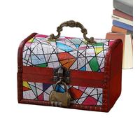 Générique Boîte En Bois Avec Couvercle | Organisateur Rustique Peint Avec Verrou - Boîte À Bijoux | Pour Armoire Chambre Salon Jouet Jeu De Cartes Collection Cuisine Trésor