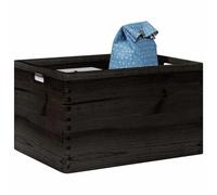 Générique Boîte en Bois avec poignées Noir 40x30x23 cm Bois de pin Massif,Chariots de Rangement,2.4KG-4017400