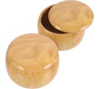 Générique Boîte en Bois Massif pour Pièces D'échecs de Go, Grand Contenant Léger Couvercle, Maison Salle de Jeu, Lot de 2 Bols Khaki