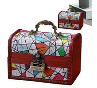 Générique Boîte En Bois,Organisateur Rustique Peint Avec Verrou - Boîte À Bijoux - Pour Armoire Chambre Salon Jouet Jeu De Cartes Collection Cuisine Trésor