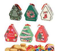 Générique Boîte En Fer Blanc De Noël - 6 Pièces Mignonnes avec Couvercle | Boîte de Stockage pour Snacks de Noël en Fer-blanc - pour Étudiants Filles Filles Famille Pain d'Épice Chocolats Fudge Noix
