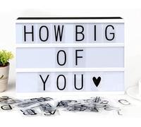 Générique Boîte lumineuse LED Lightbox personnalisable 85 signes lettre 3 lignes HxlxP: 22x30x4,3 cm, blanc/noir