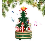 Générique Boîte Musique Rotative en Bois - Arbre Noël | Décoration Vintage pour Maison ou Chambre | Mélodie Festive | Artisanat ENS boiis Naturel, Parfait Pours Ambiance chaleureuse et