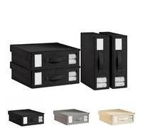 Générique Boite Rangement Parure de Lit, Organisateur de Drap Pliable, Boite Rangement Drap de Lit avec Fenetres et Poignees pour Lits, Housse de Couette, Draps, Vetements (4*Noir)