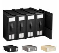 Générique Boite Rangement Parure de Lit, Organisateur de Drap Pliable, Boite Rangement Drap de Lit avec Fenetres et Poignees pour Lits, Housse de Couette, Draps, Vetements (5*Noir)