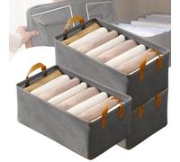 Générique Boite Rangement Tissu, Panier Rangement Vetement, Grand Panier de Rangement Réutilisable En Tissu Épais Avec Poignées Et Cadre En Acier, Gain de Place (Gray, 2)