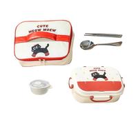 Générique Boîte Repas, Contenants Repas 4 Compartiments Adulte Avec Couverts, Boîte De Stockage Collation Imperméable Portable, Pour Sortie Garderie École Bureau Camping