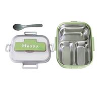 Générique Boîte Repas En Acier Inoxydable | Gamelle Adulte avec Couverts,Boîte Aliments 3 Compartiments Étanche pour École Garderie Pique-nique Voyage