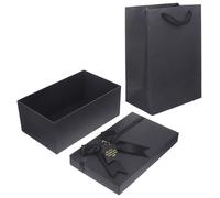 Générique Boîte Romantique pour Parfum et Rouge à Lèvres, Coffret Carré Noire Élégante en Papier et Polyester pour Anniversaire et