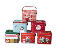 Générique Boîtes à Biscuits en Métal - Lot de 6 avec Poignée - Conteneurs de Stockage pour Biscuits de Fêtes - Pour Les Fêtes Anniversaires Chocolat Bijoux Cadeaux De Fête