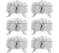 Générique Boîtes à Bonbons pour Rangement de Bijoux et Bonbons Lot de 6 Rondes Argentées en Abs Design Classique Embossé, pour Fêtes et Célébrations