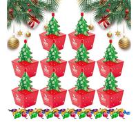 Générique Boîtes À Gourmandises De Noël 10 Pièces,Coffrets Arbre de Noël 3D pour Fête - Sac Panier Décoratif pour Anniversaire Saint-Valentin Pâques Famille