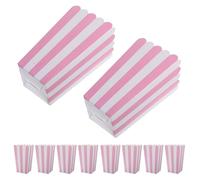 Générique Boîtes à Popcorn Résistantes Déchirure en Papier Rose Rayé Lot de 24 avec Bord Ondulé et pour Fêtes D'anniversaire Décorations de Table Festives