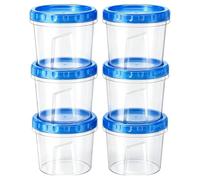 Générique Boîtes Alimentaires avec Couvercles | 6 Pièces Boîtes de Préparation de Repas Empilables 475 ml - Compatibles Congélation | Pour Céréales En-Cas Sauces Flocons D'Avoine Glaces