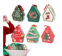 Générique Boîtes de Noël | 6 Pièces Coffret De Stockage Alimentaire,Boîte de Stockage pour Snacks de Noël en Fer-blanc,pour Étudiants Filles Filles Famille Pain d'Épice Chocolats Fudge Noix