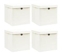 Générique Boîtes de Rangement avec couvercles 4pcs Blanc 32x32x32cm Tissu,Chariots de Rangement,2.9KG-288350